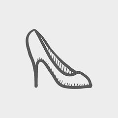 Image showing Lady high heel shoe sketch icon