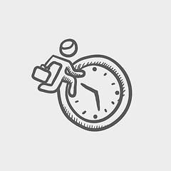 Image showing Man running in time sketch icon