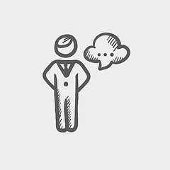 Image showing Businessman with speech bubble sketch icon 