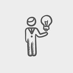 Image showing Man holding idea sketch icon