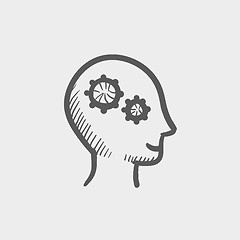 Image showing Human head with gear sketch icon