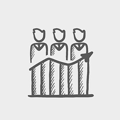 Image showing Businessmen standing on profit graph sketch icon