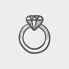 Image showing Diamond ring sketch icon