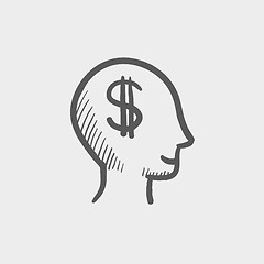 Image showing Head with dollar symbol sketch icon