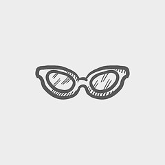 Image showing Retro cat eyeglasses sketch icon