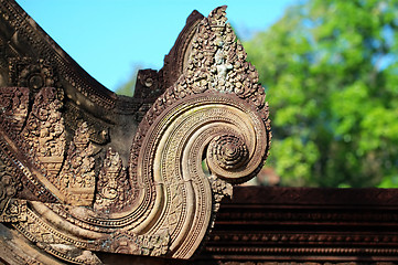 Image showing Carving of gopura at Banteay Sreiz, Cambodia