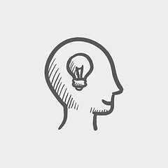 Image showing Human head with idea sketch icon