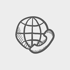 Image showing Global internet shopping sketch icon