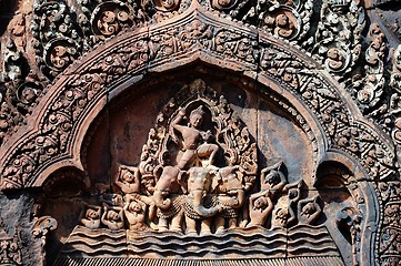 Image showing Carving of mandapa at Banteay Sreiz, Cambodia