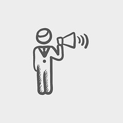 Image showing Man with megaphone sketch icon