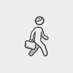 Image showing Man walking with briefcase sketch icon