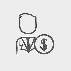 Image showing Man with dollar sign sketch icon