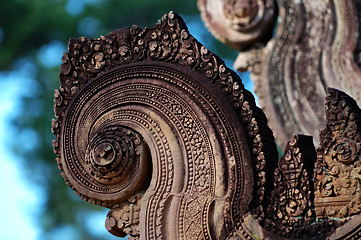 Image showing Carving of gopura at Banteay Sreiz, Cambodia