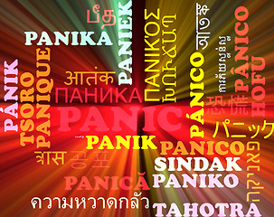 Image showing Panic multilanguage wordcloud background concept glowing