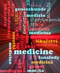 Image showing Medicine multilanguage wordcloud background concept glowing
