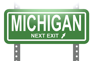 Image showing Michigan green sign board isolated