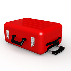 Image showing Red luggage on the floor