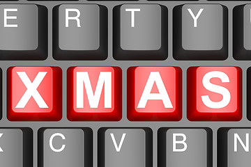 Image showing Computer keyboard with keys spelling Xmas