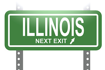 Image showing Illinois green sign board isolated