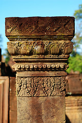 Image showing Carving boundary stone at Banteay Sreiz, Cambodia