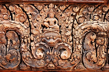 Image showing Carving of gopura at Banteay Sreiz, Cambodia