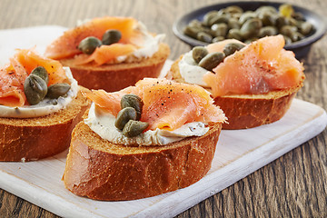 Image showing toasted bread with smoked salmon