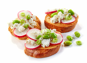 Image showing toasted bread with radish and cottage cheese