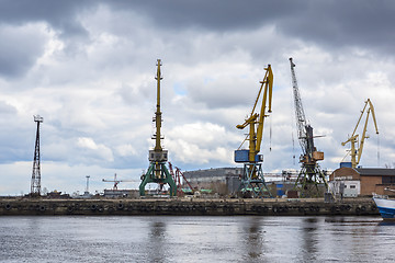 Image showing Industrial landscape, lake docks