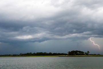 Image showing tybee island beach scenes during rain and thunder storm