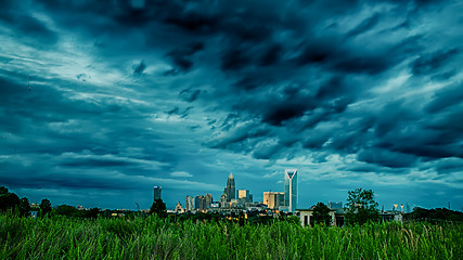 Image showing stormy weather brewing over charlotte north carolina skyline