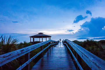 Image showing tybee island town beach scenes at sunset