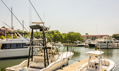 Image showing boats in harbour town of south beach hilton head
