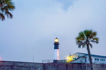 Image showing tybee island town beach scenes at sunset