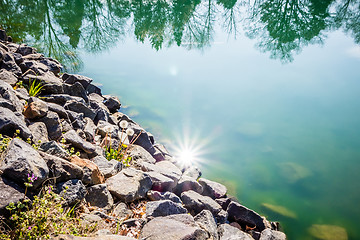 Image showing nature reflections in town lake