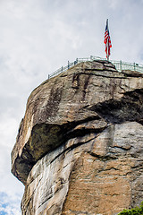 Image showing chimney rock and american flag