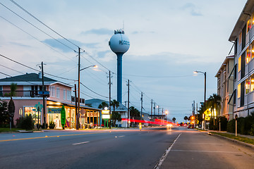 Image showing tybee island town center streets at sunset