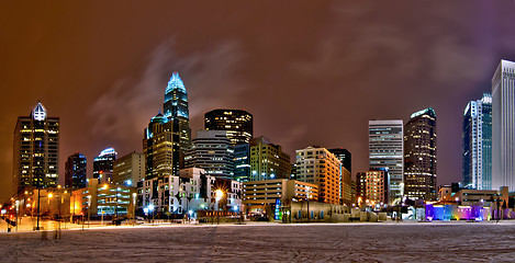 Image showing charlotte queen city skyline near romare bearden park in winter 