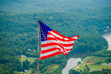 Image showing chimney rock and american flag