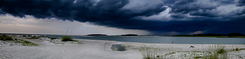 Image showing tybee island beach scenes during rain and thunder storm