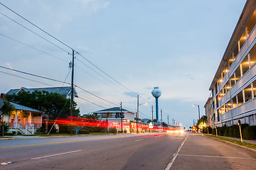 Image showing tybee island town center streets at sunset