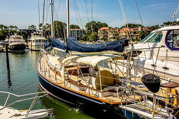 Image showing boats in harbour town of south beach hilton head