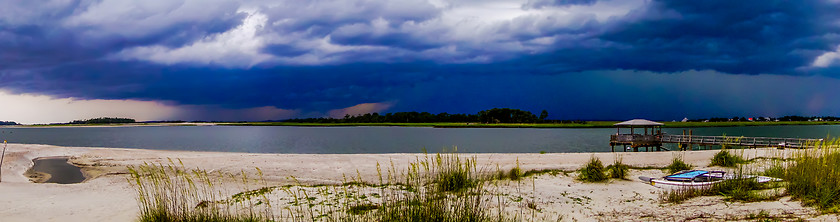 Image showing tybee island beach scenes during rain and thunder storm