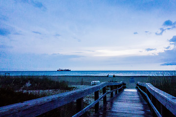 Image showing tybee island town beach scenes at sunset