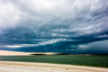 Image showing tybee island beach scenes during rain and thunder storm