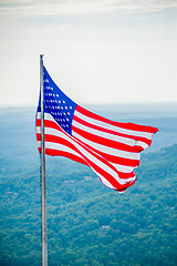 Image showing chimney rock and american flag