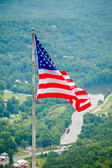 Image showing chimney rock and american flag