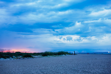 Image showing tybee island town beach scenes at sunset