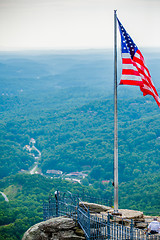 Image showing chimney rock and american flag