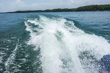 Image showing wake waves from boat on lake