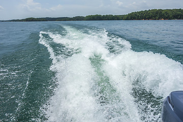 Image showing wake waves from boat on lake